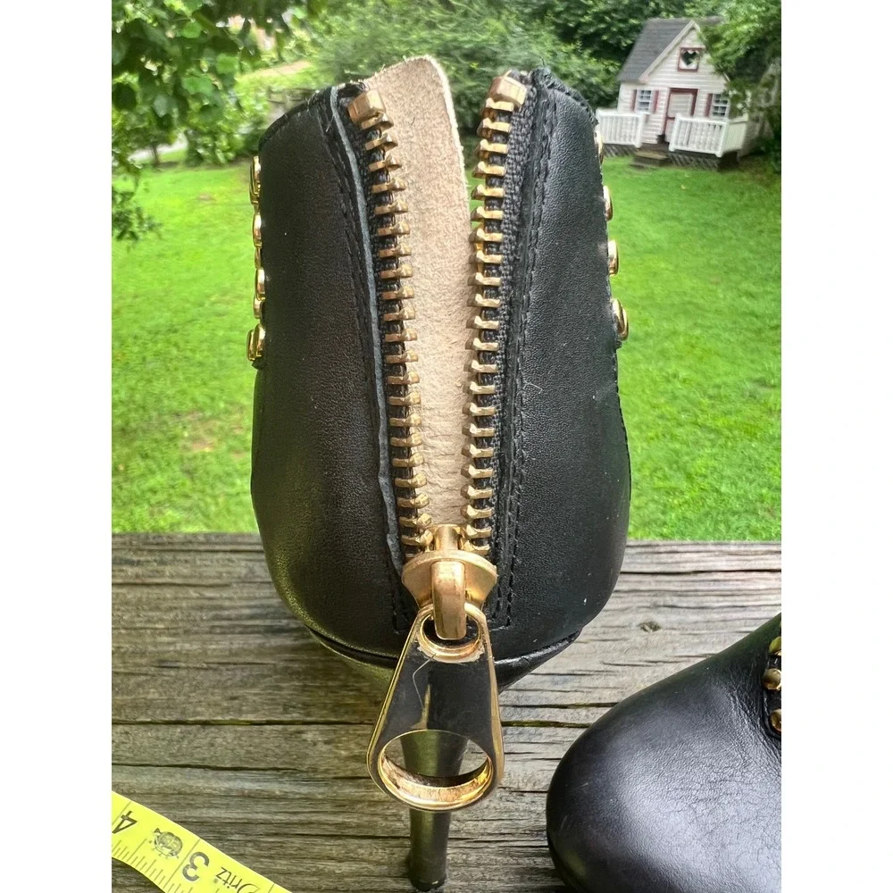 Vintage Ted Baker xyila bling Bootie Studded Stiletto 8 Black Gold Edgy Glam